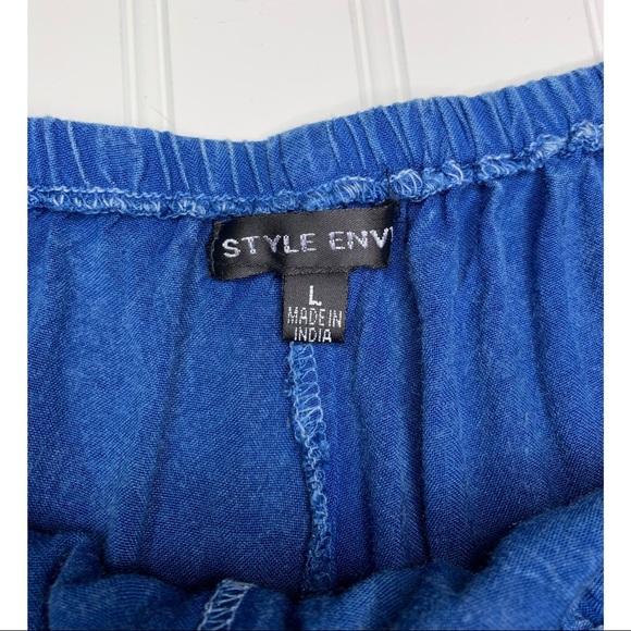 Dark Blue Chambray Mid-Rise Cloth Shorts Size Jr. Large - Picture 3 of 4